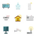 Smart home devices icon set, flat style Royalty Free Stock Photo