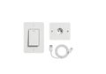 Modern smart home technology with light switch, plug, and USB cable for automation Royalty Free Stock Photo