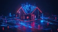 Smart Home Technology Digital House Network Future Innovation Modern Design IoT Red Blue Cyber Royalty Free Stock Photo