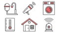 Smart Home Environmental Control Security Icons, vector design Generative AI Royalty Free Stock Photo