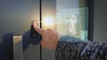Smart home, fingerprint recognition technology, unlocking door concept