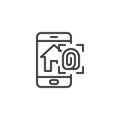 Smart home fingerprint security line icon Royalty Free Stock Photo