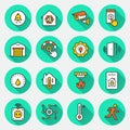 Smart home flat icons with long shadow. Royalty Free Stock Photo