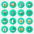 Smart home flat icons with long shadow. Royalty Free Stock Photo