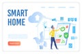 Smart home flat vector landing page template