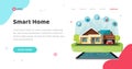 Smart home of house control technology or automation wireless security banner or website template design vector flat Royalty Free Stock Photo