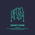 Smart home icon and emblem digital technologies. Royalty Free Stock Photo
