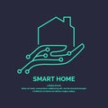 Smart home icon and emblem digital technologies. Royalty Free Stock Photo