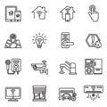 Smart Home and Technology icon set. Thin line style stock vector.