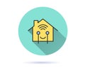 Smart home icon with long shadow for graphic and web design. Royalty Free Stock Photo