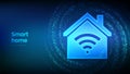 Smart home icon made with binary code. Automation control system concept. Smart home automation assistant. Virtual tunnel warp