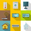Smart home icon set, flat style Royalty Free Stock Photo