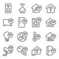 Smart Home icon set vector illustration. Contains such icon as Smart TV, Smart Light, Safety House, Temperature control, Electric Royalty Free Stock Photo