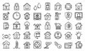 Smart home icons set, outline style Royalty Free Stock Photo