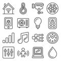 Smart Home Icons Set on White Background. Line Style Vector Royalty Free Stock Photo
