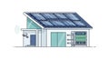 Smart Home Illustration with Solar Panels, Security Camera, and Energy Storage System Royalty Free Stock Photo