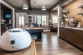 smart home with integrated security system, including surveillance cameras and motion sensors