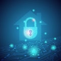 Smart home with intelligent locked technology ,home security concept Royalty Free Stock Photo