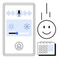 Smart Home Control Interface with Voice Assistant, Temperature Management, and Calendar Integration Royalty Free Stock Photo