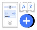 Smart Home Interface, Language Translation, and Accessibility Icons for Modern Technology Design Royalty Free Stock Photo