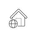 Smart home with internet hand drawn outline doodle icon. Royalty Free Stock Photo