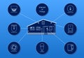 Smart home and internet of things on blue background