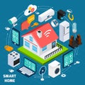 Smart home iot isometric concept banner Royalty Free Stock Photo