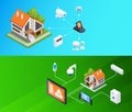 Smart Home Isometric Banners Set Royalty Free Stock Photo