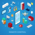 Smart Home Isometric Concept. Remote Control Royalty Free Stock Photo