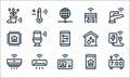 smart home line icons. linear set. quality vector line set such as smart clock, intercom, smoke detector, smart home, air