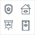 smart home line icons. linear set. quality vector line set such as automatic doors, alarm, home