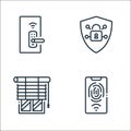 smart home line icons. linear set. quality vector line set such as fingerprint scan, smart home, security system Royalty Free Stock Photo