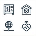 smart home line icons. linear set. quality vector line set such as heartbeat, internet, settings