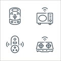 smart home line icons. linear set. quality vector line set such as stove, power socket, microwave oven Royalty Free Stock Photo