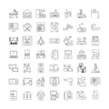 Smart home linear icons, signs, symbols vector line illustration set Royalty Free Stock Photo