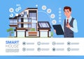 Smart Home Management Concept With Man Holding Tablet Device