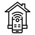 Smart home mobile control icon, outline style