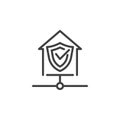 Smart home network protection line icon Royalty Free Stock Photo