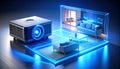 Smart Home Projector with Holographic Room Visualization Royalty Free Stock Photo