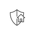 Smart home protection shield line icon Royalty Free Stock Photo