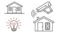 Smart home security: house, lightbulb, and surveillance camera. vector design Generative AI Royalty Free Stock Photo