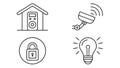 Smart Home Security Icons: House, Camera, Lock, Light, vector design Generative AI Royalty Free Stock Photo