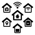 Simple Black and White Icons of Smart Home Features Royalty Free Stock Photo