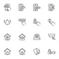 Smart home security line icons set Royalty Free Stock Photo