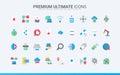 Digital technology, network communication, automation and equipment trendy flat icons set Royalty Free Stock Photo