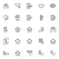 Smart home security system line icons set Royalty Free Stock Photo