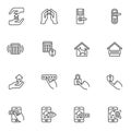 Smart home security system line icons set Royalty Free Stock Photo