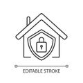 Smart home security system pixel perfect linear icon Royalty Free Stock Photo