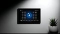 Smart Home Security System Touchscreen Panel with User Interface Icons Royalty Free Stock Photo