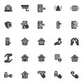 Smart home security system vector icons set Royalty Free Stock Photo